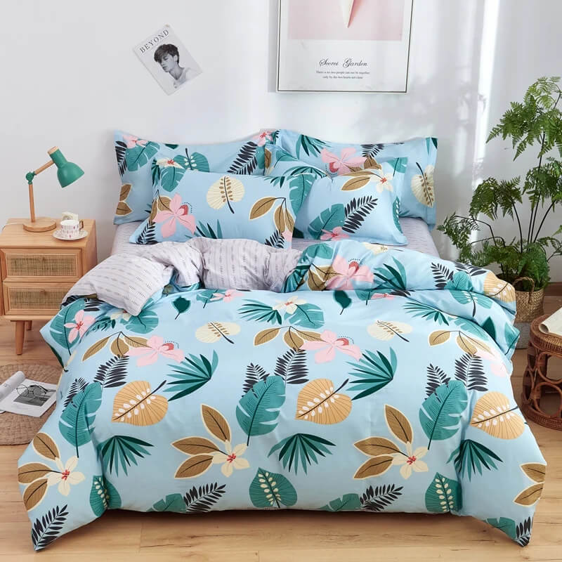 Luxury dark blue striped quilt cover set