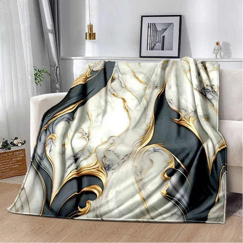 Elegant gold marble bedding throw