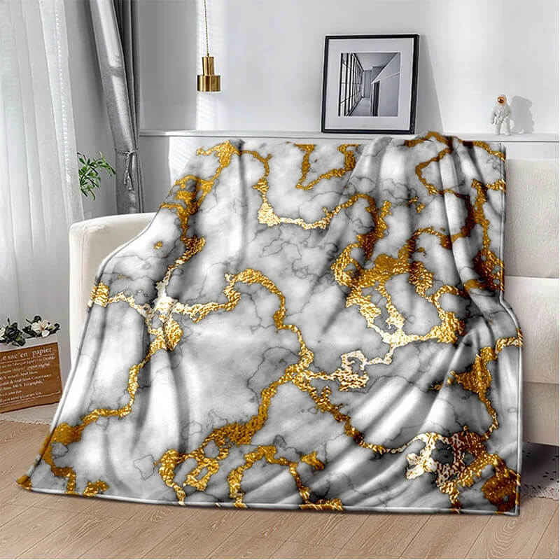 Premium gold marble plush throw fabric