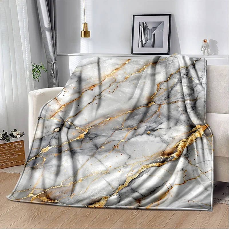 Soft marble pattern throw blanket for lounge