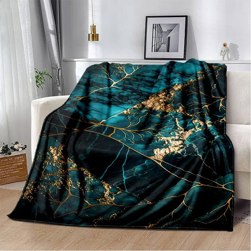 Marble gold lightweight throw for travel