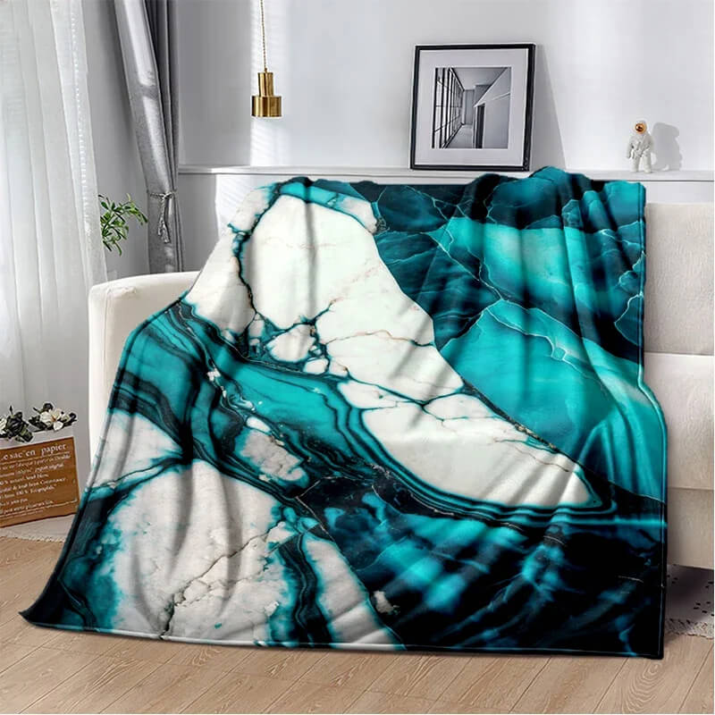 Golden marble design fleece blanket