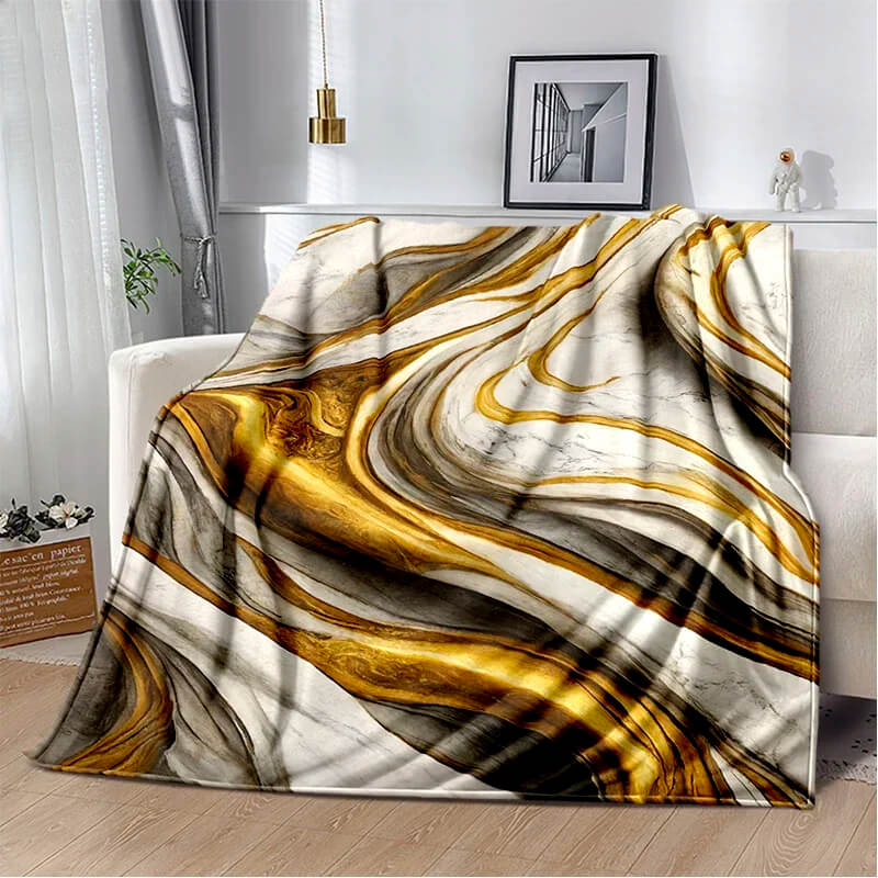 Luxury home décor gold marble throw