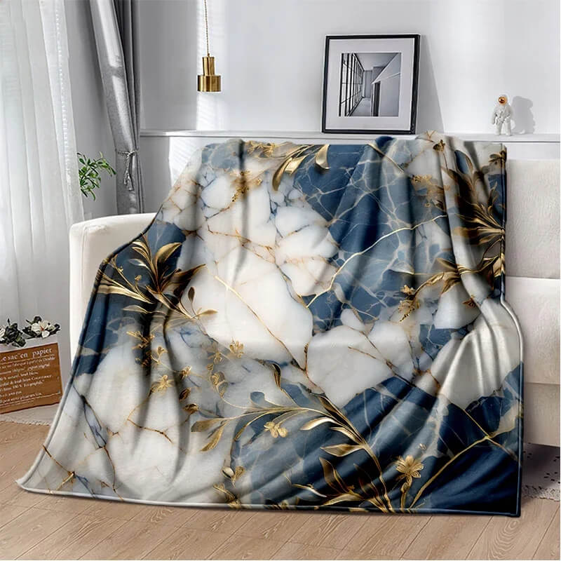 Plush marble pattern throw blanket for home décor