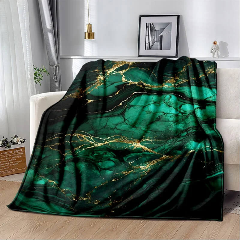 Cozy gold marble flannel blanket for adults