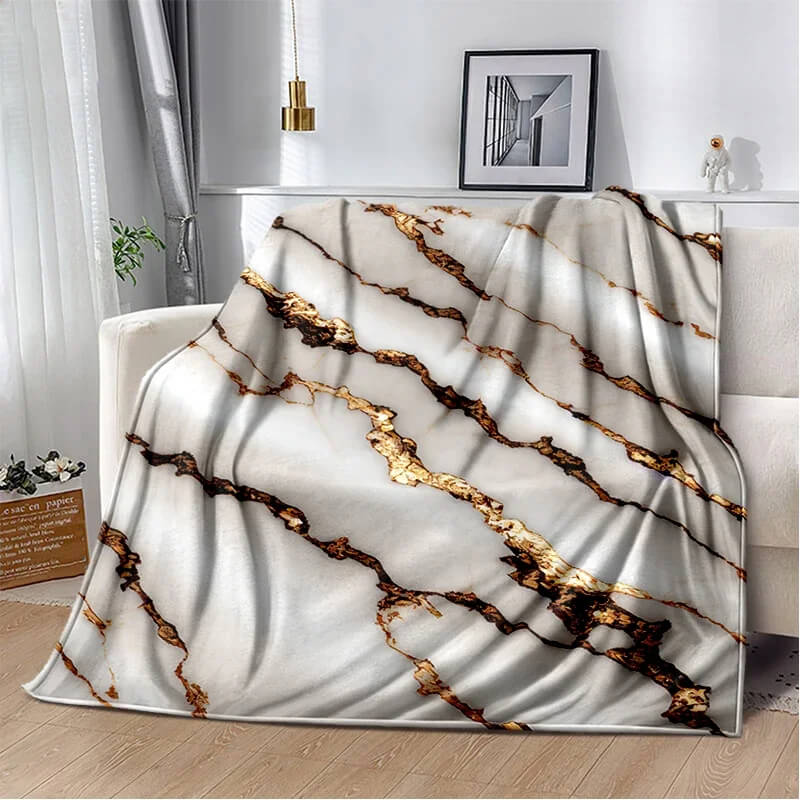 Lightweight gold marble travel blanket