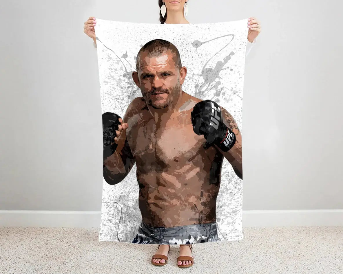Chuck Liddell splash effect flannel blanket featuring bold UFC legend artwork, ultra-soft warm fabric, and striking design perfect for MMA fans’ bedding, couch throws, or fighter gifts