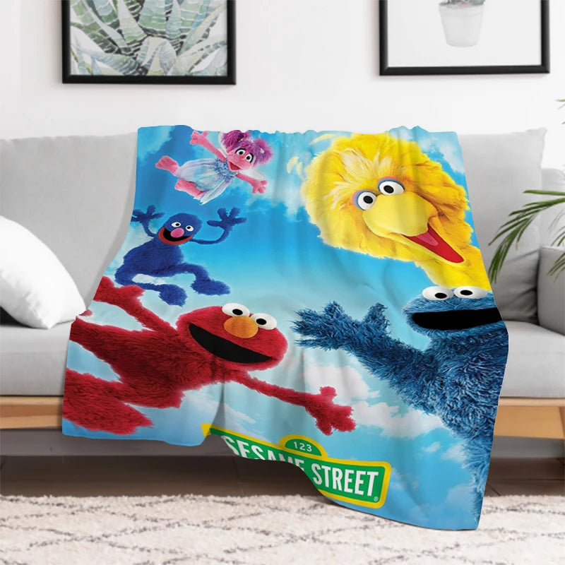 Machine washable Sesame Street blanket with Cookie Monster and Elmo design