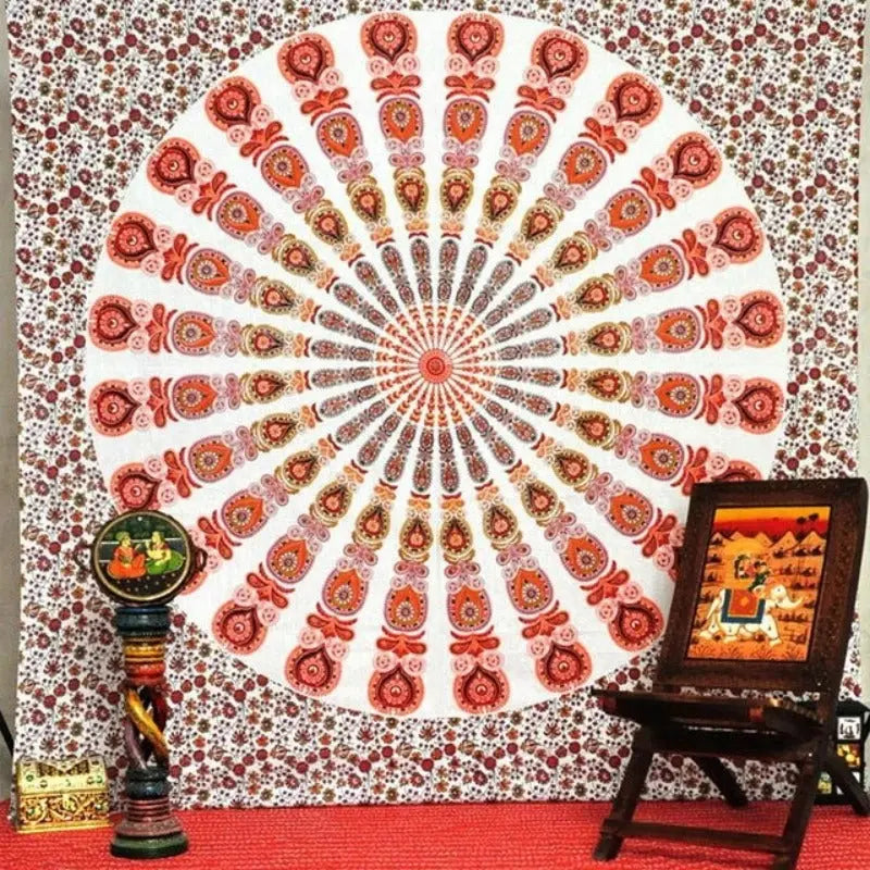 Colorful Mandala Boho Wall Drape for Hippie Room Setup