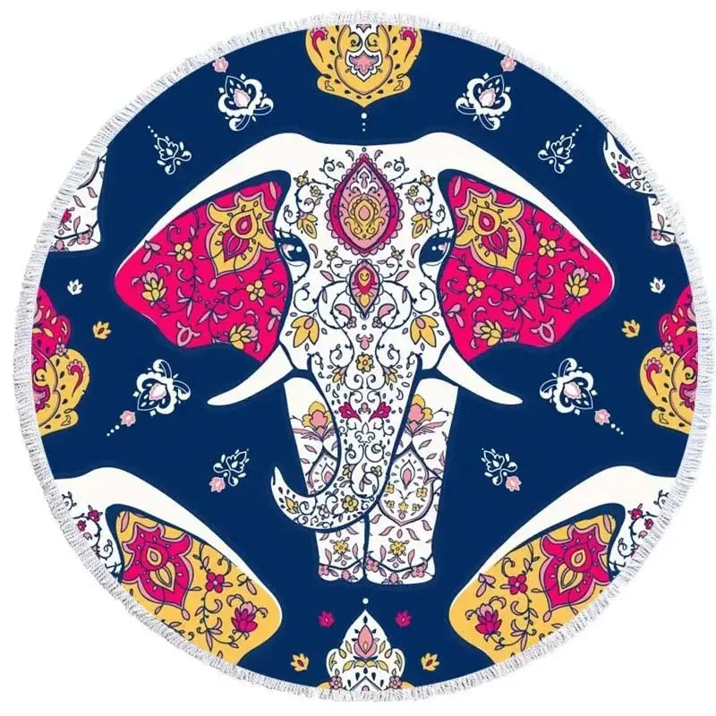 Mandala Elephant Round Towel My Store