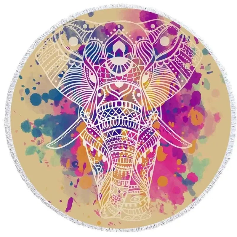 Mandala Elephant Round Towel My Store
