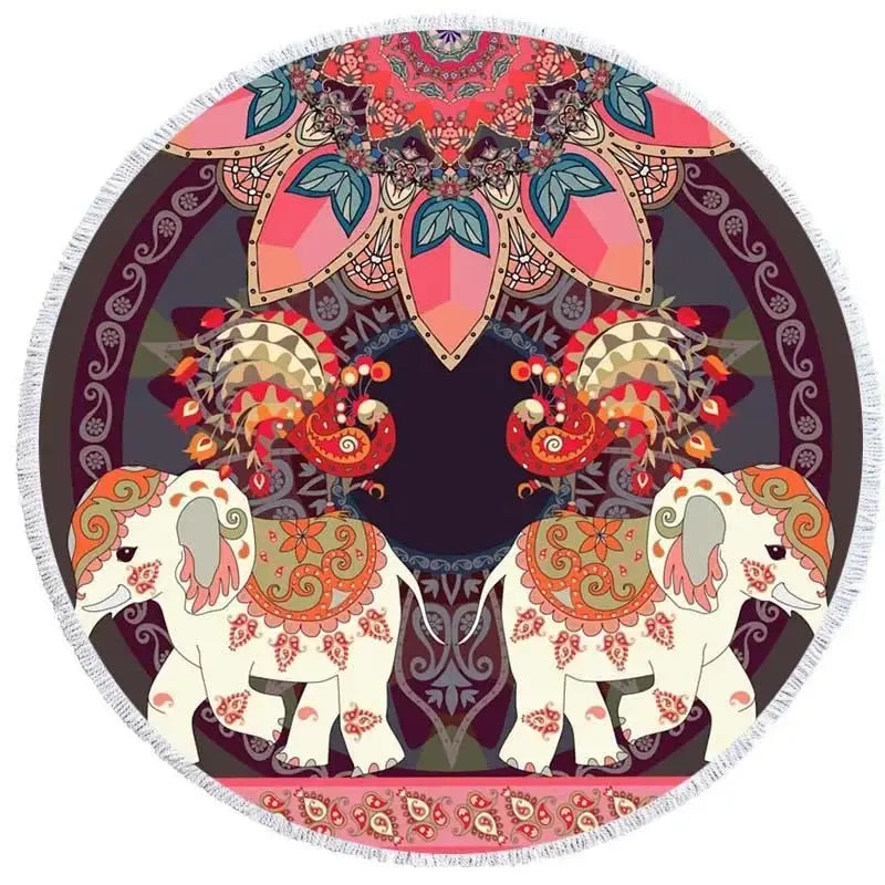Mandala Elephant Round Towel My Store