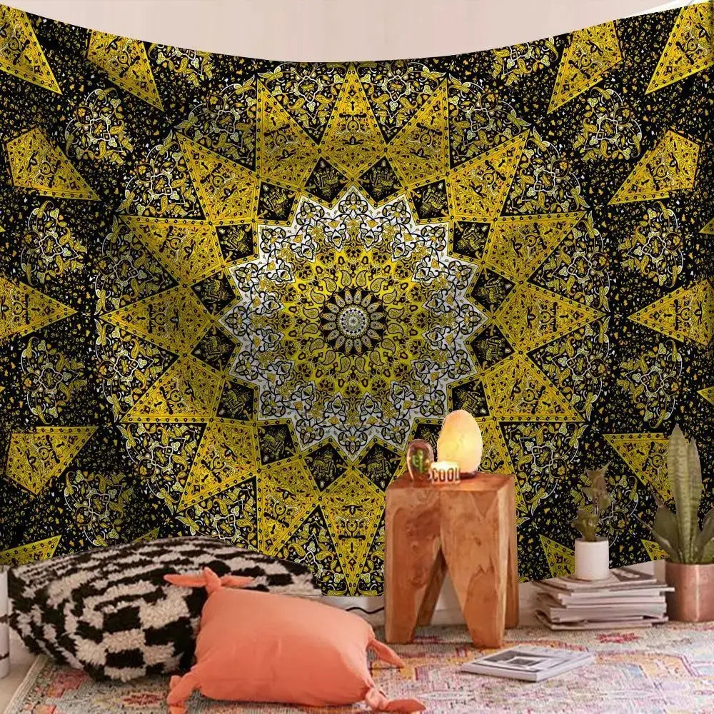 Indian Mandala Tapestry used as a floor mat during meditation