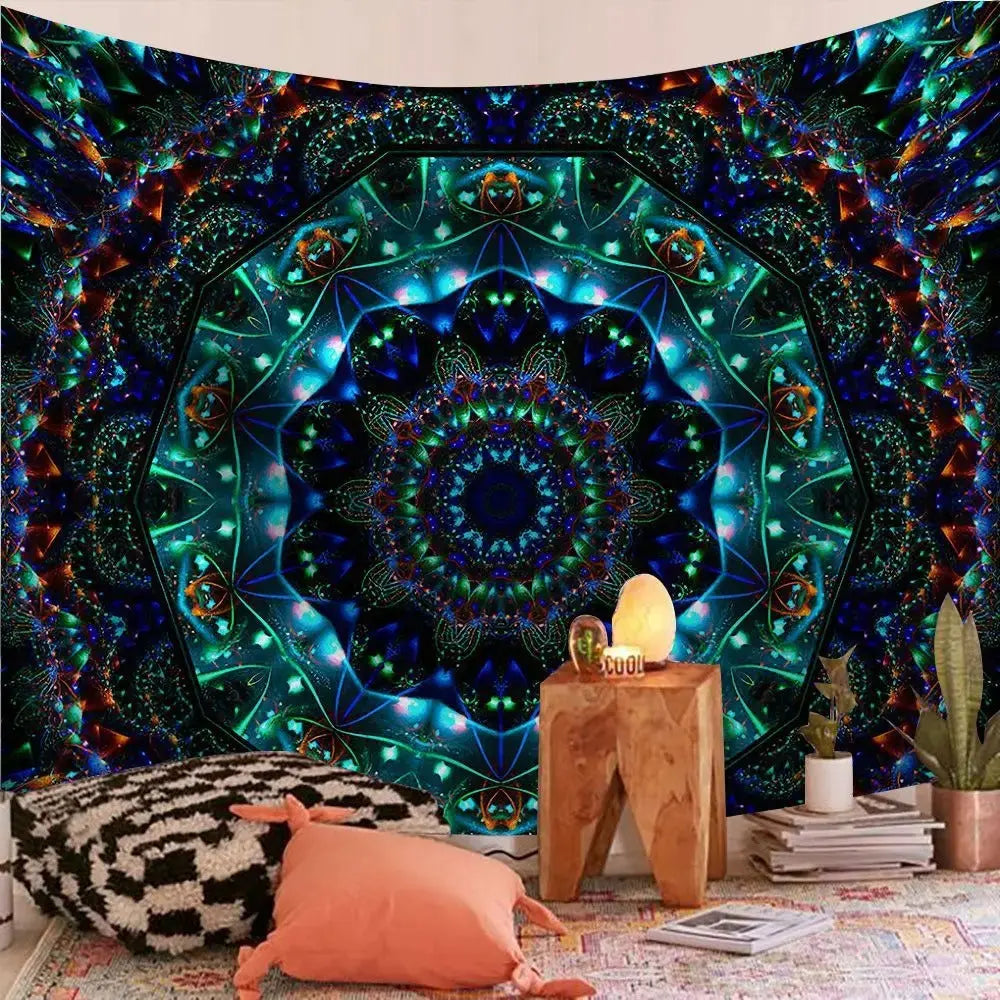 Indian Mandala Tapestry styled as a wall-hung cozy blanket
