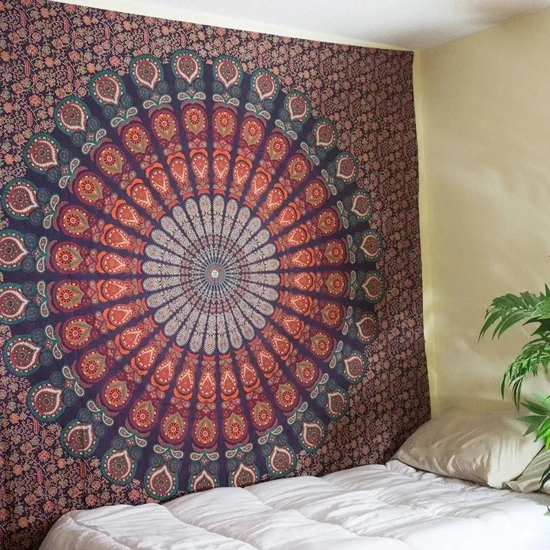 Colorful Indian Mandala Wall Hanging for Boho Home and Beach Use