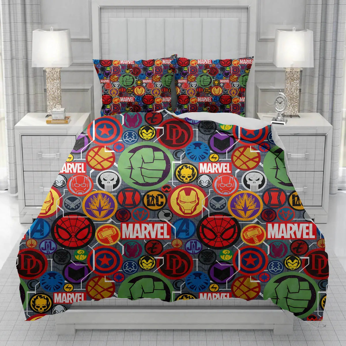 Marvel Avengers Captain America, Hulk, Iron Man, Spider-Man Quilt Cover