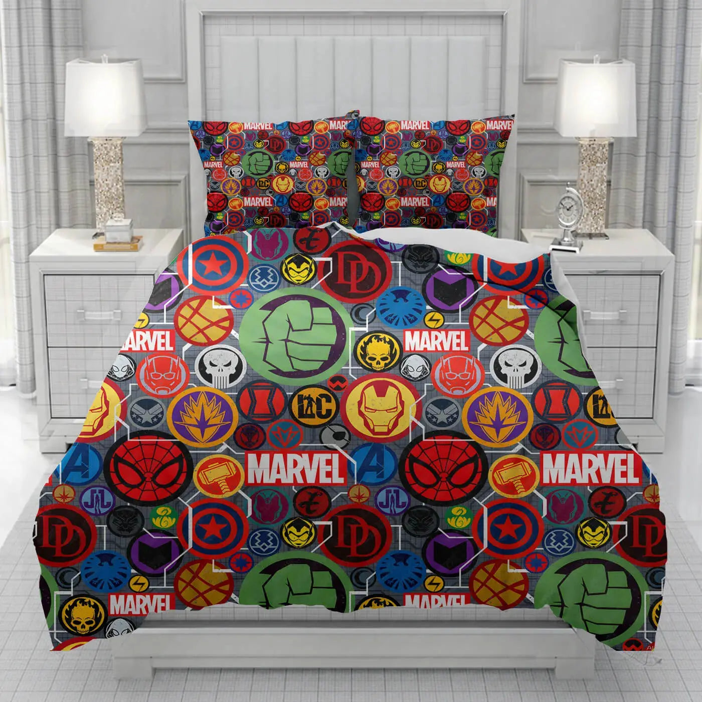 Marvel Avengers Captain America, Hulk, Iron Man, Spider-Man Quilt Cover