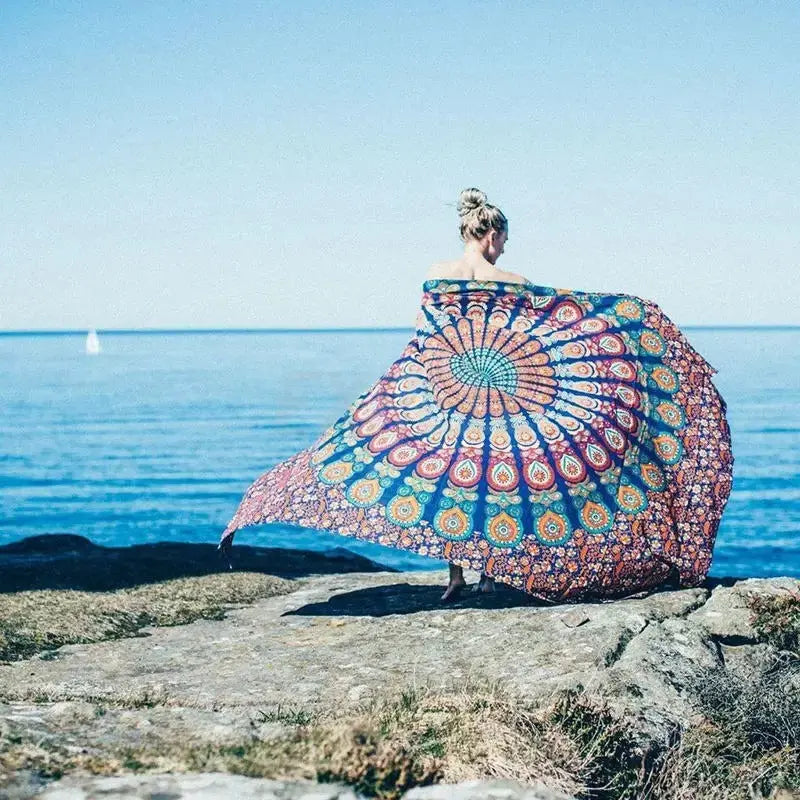 Spiritual Mandala Meditation Cloth with Indian Floral Design