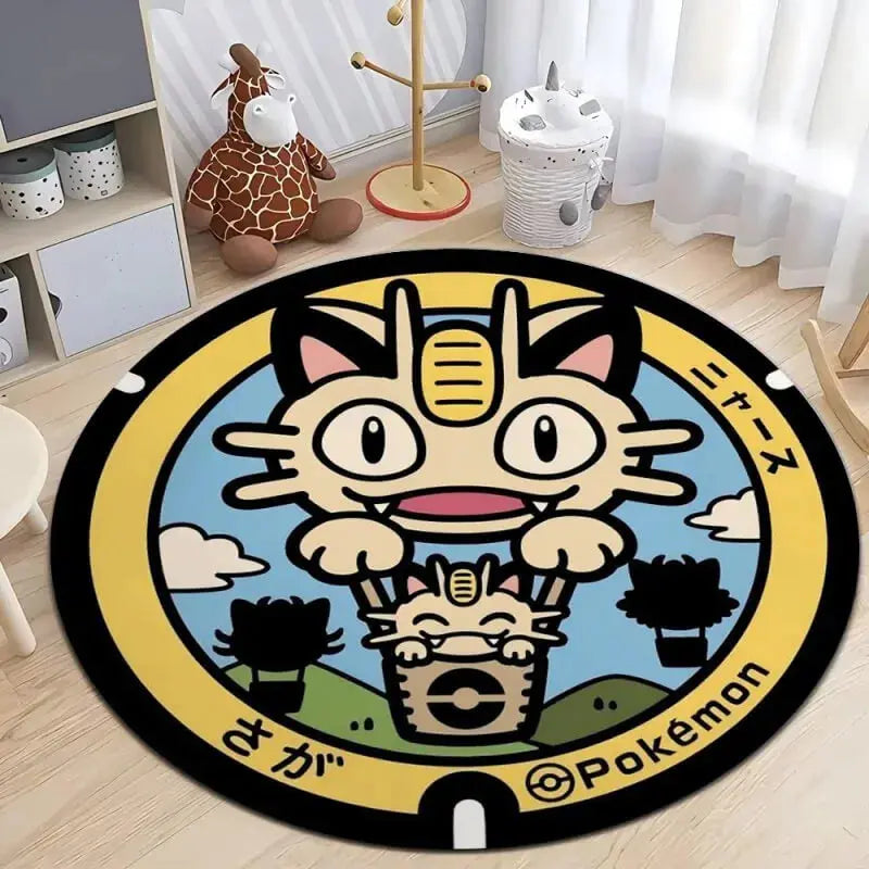 Soft round rug with non-slip base placed in a cozy living room