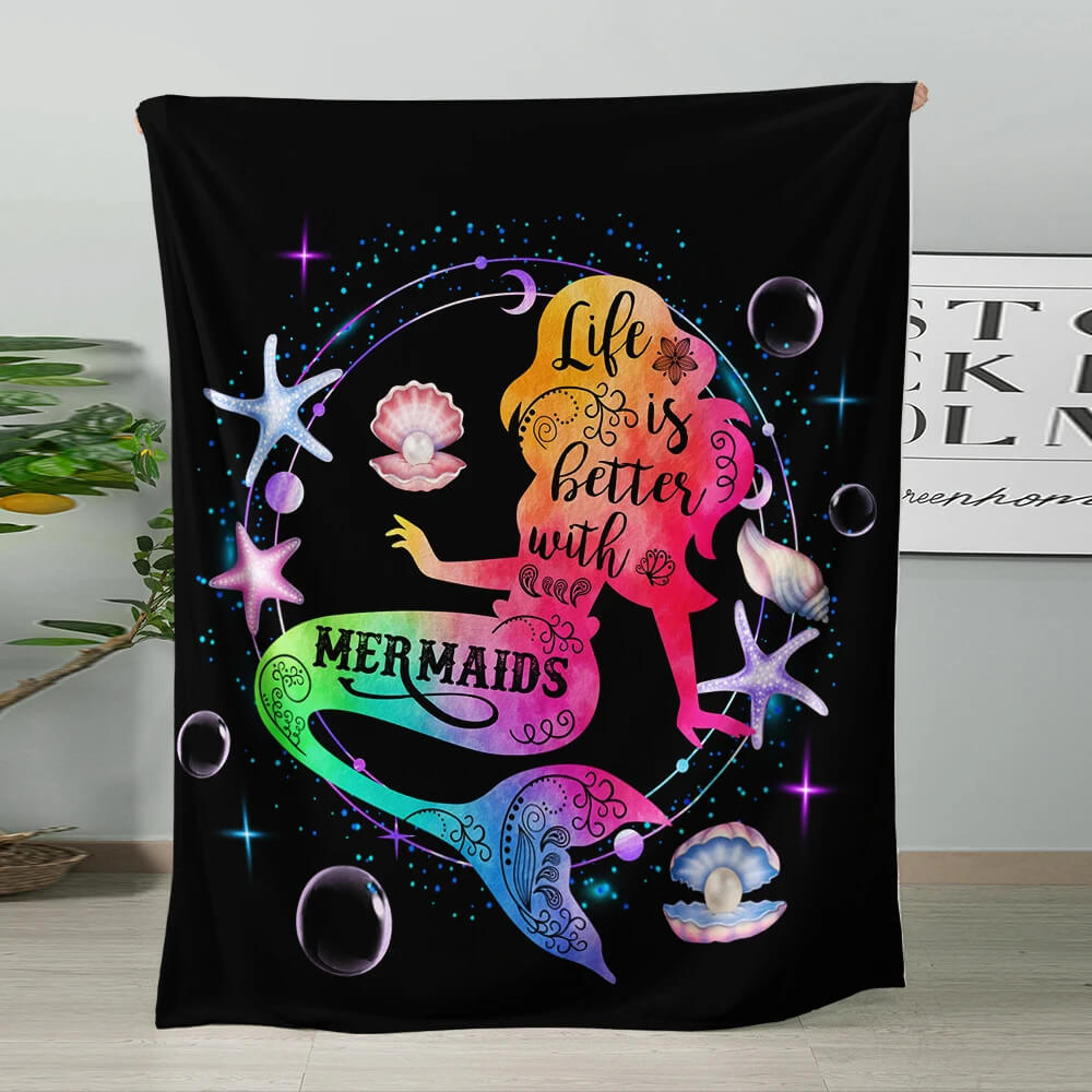 Mermaid flannel throw blanket for kids and mermaid lovers
