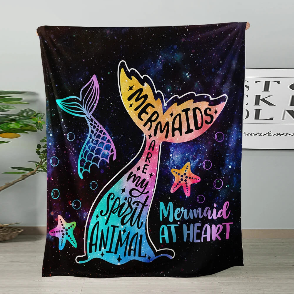 Blue aqua seashell print blanket for bedroom decor