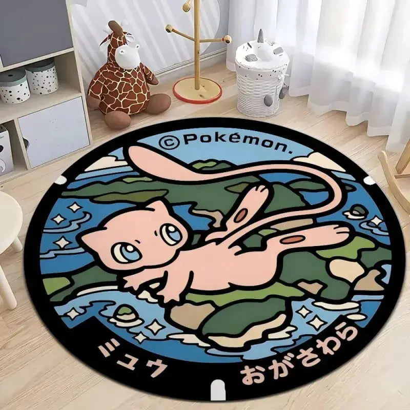 Soft round rug with non-slip base placed in a cozy living room