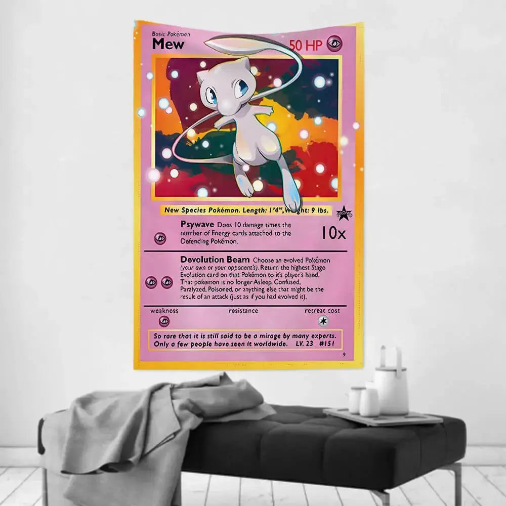 Mew Wall Hanging - Pokemon Card Tapestry Zirconic