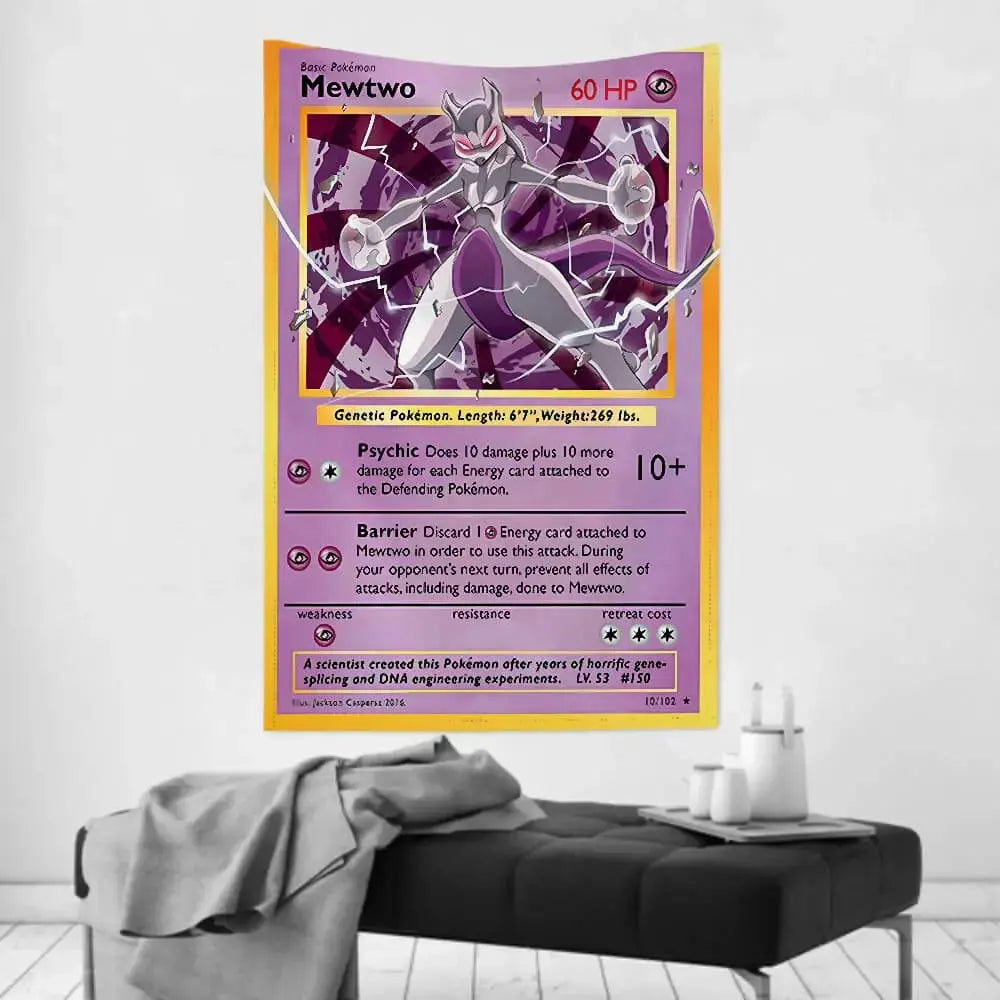 Mewtwo Wall Tapestry - Pokemon TCG Tapestry - Zirconic - Zirconic Mewtwo Wall Tapestry - Pokemon TCG Tapestry - Zirconic - Zirconic