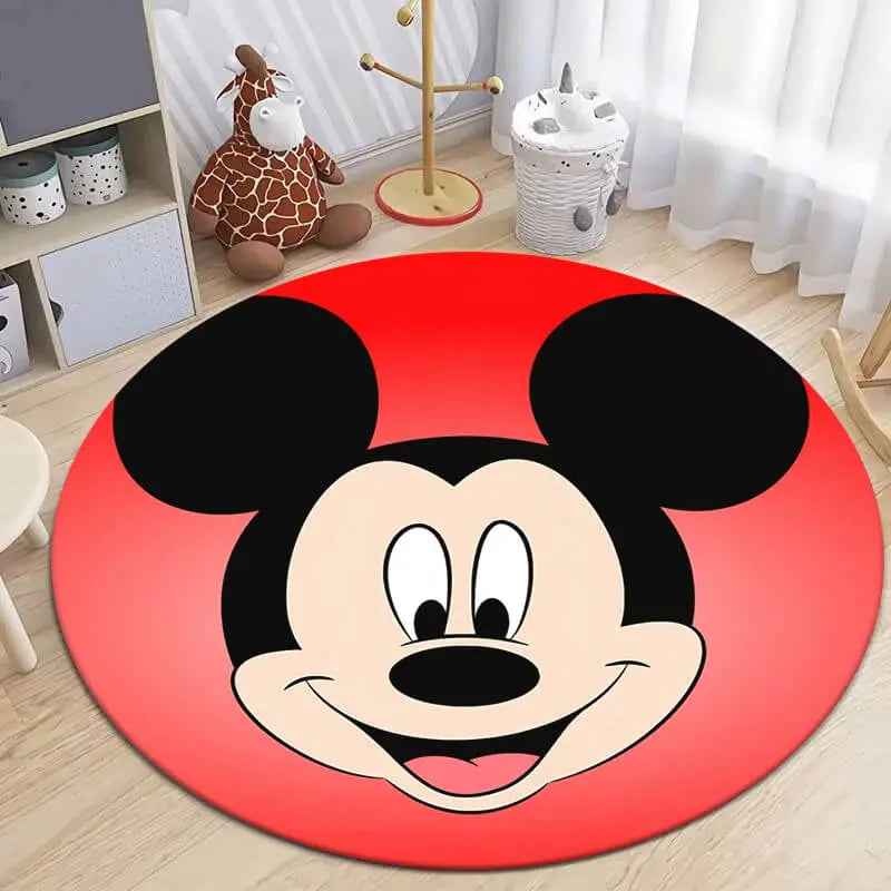 Soft round rug with non-slip base placed in a cozy living room