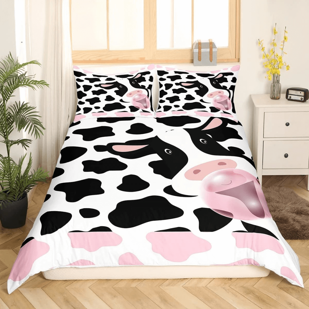 Milk cow quilt cover playful cartoon style