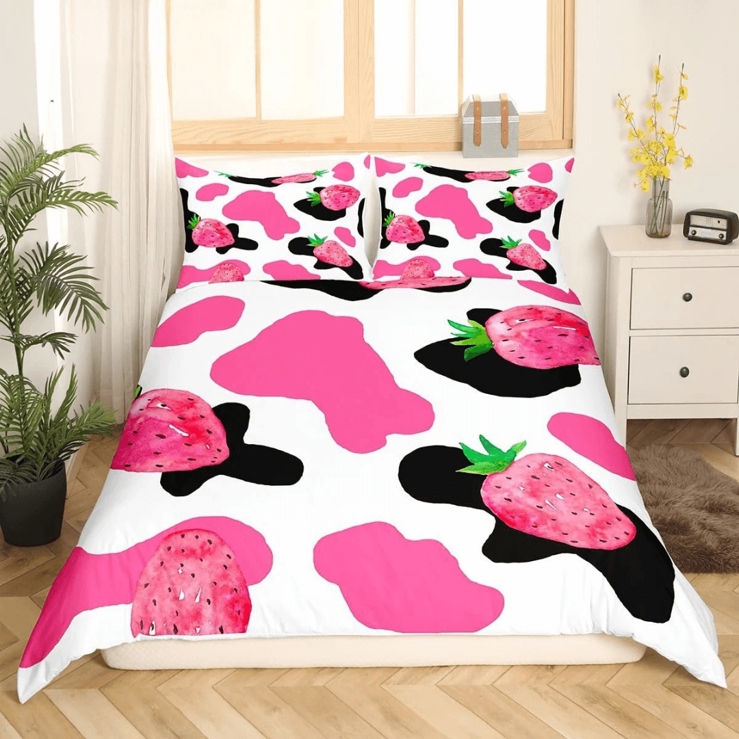 Cartoon milk cow bedding for kids bedroom