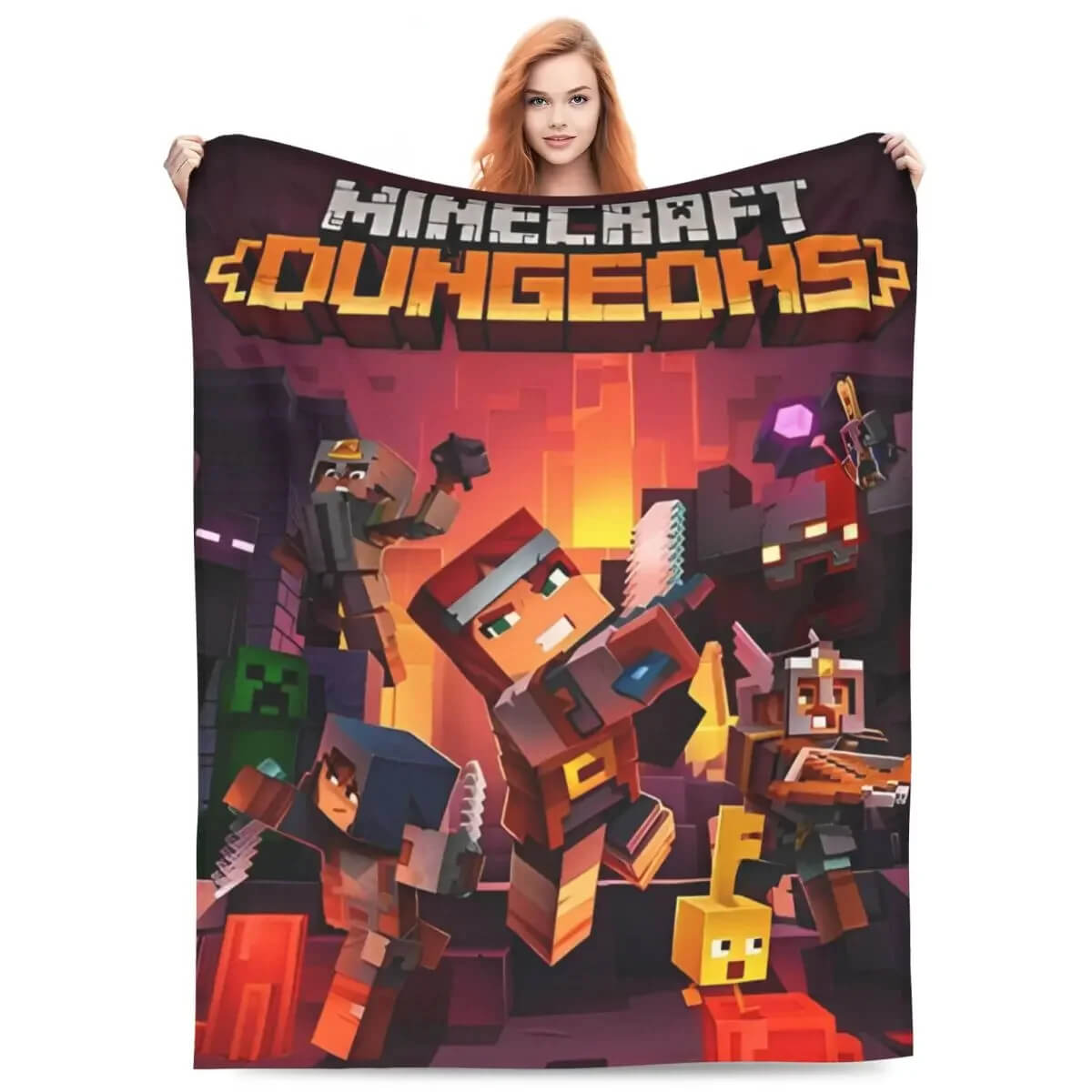 Minecraft themed throw blanket for gamers