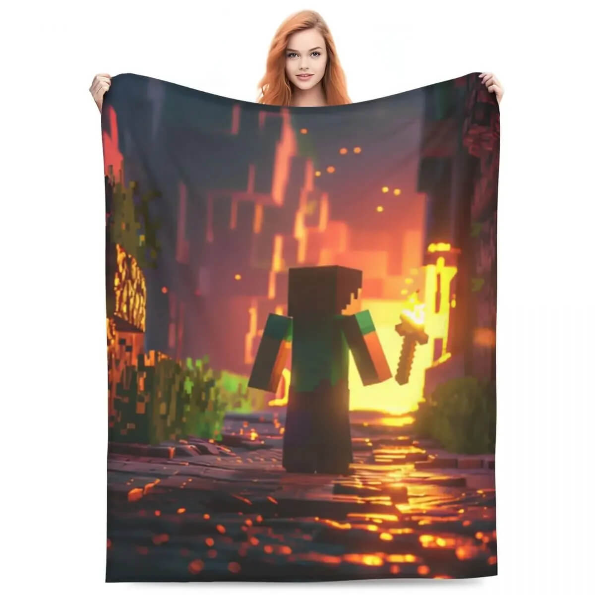 Pixelated Minecraft blanket gift idea