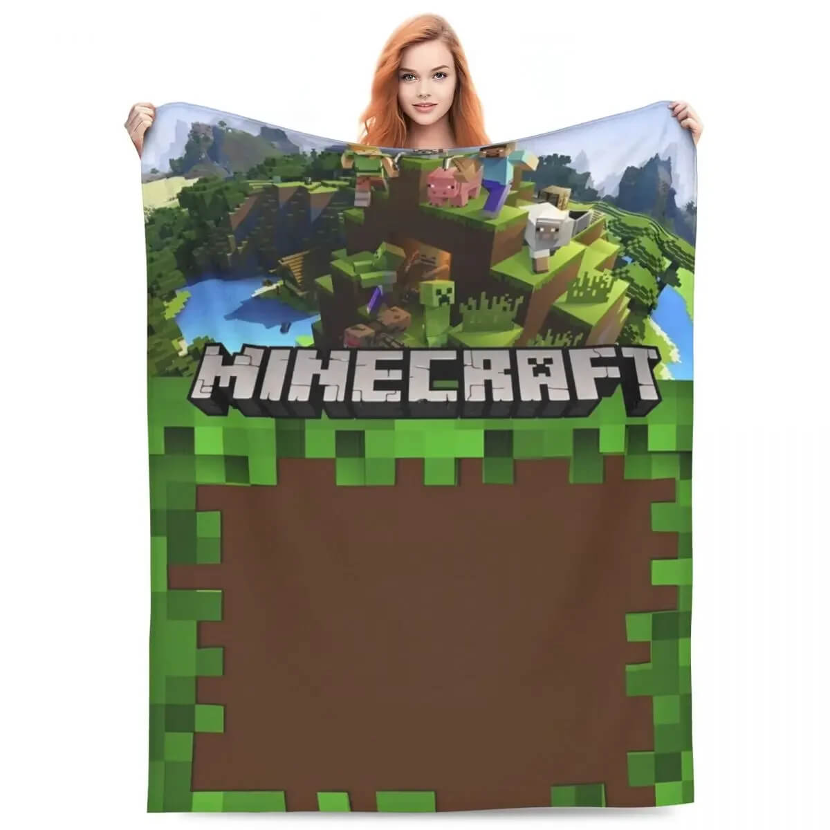 Soft flannel Minecraft blanket for kids and adults
