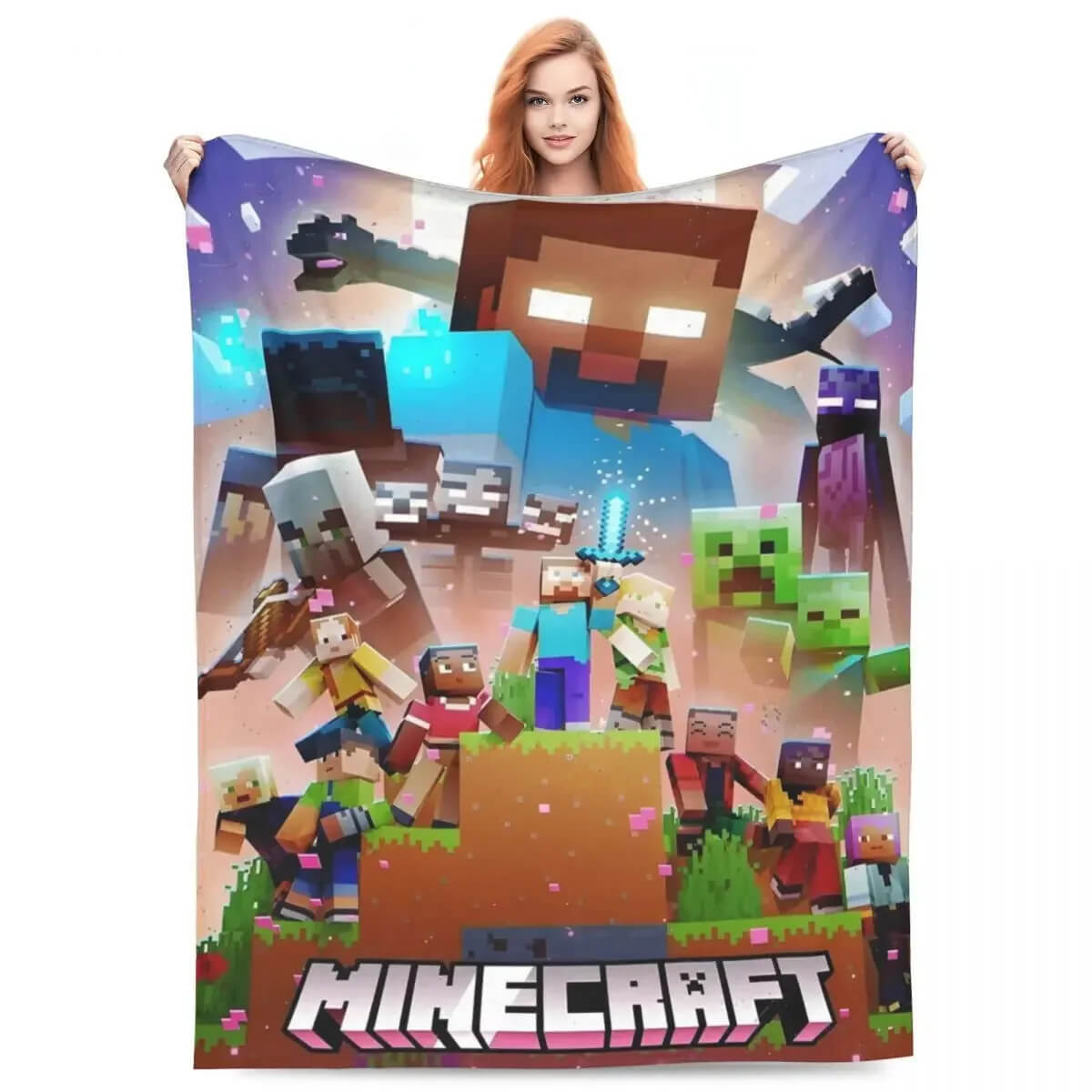 Minecraft gaming blanket gift for fans