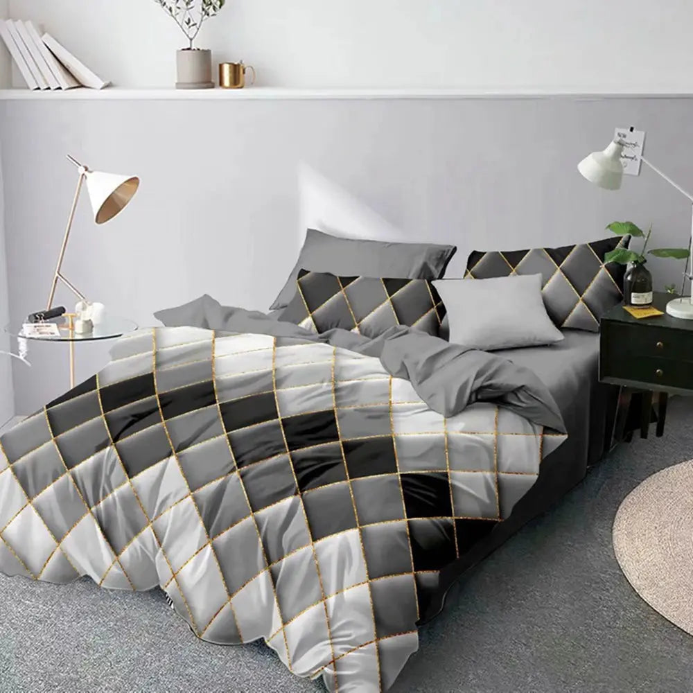 Modern Grey &amp; Black Diamond Quilt Cover