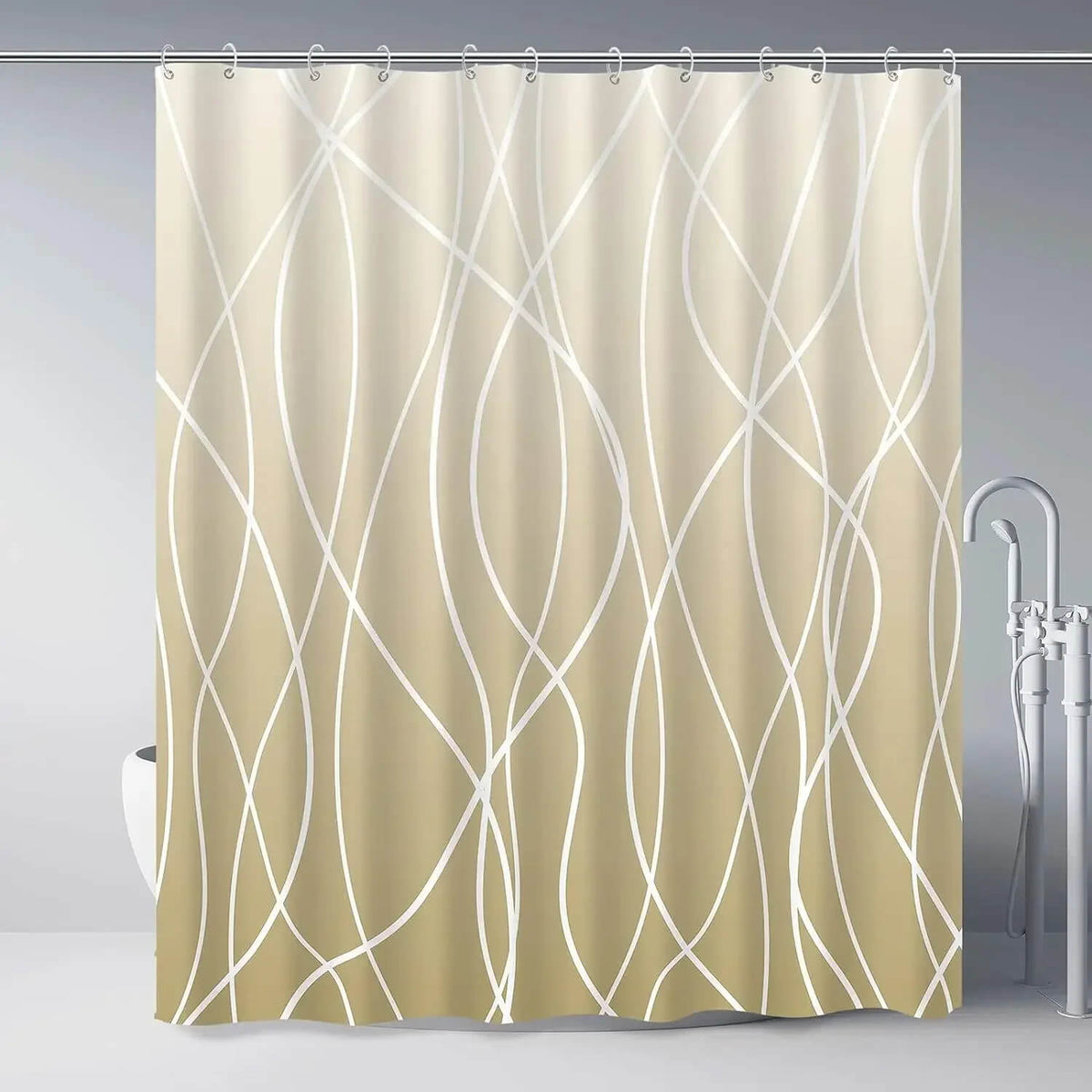 white gradient stripe bathroom shower curtain