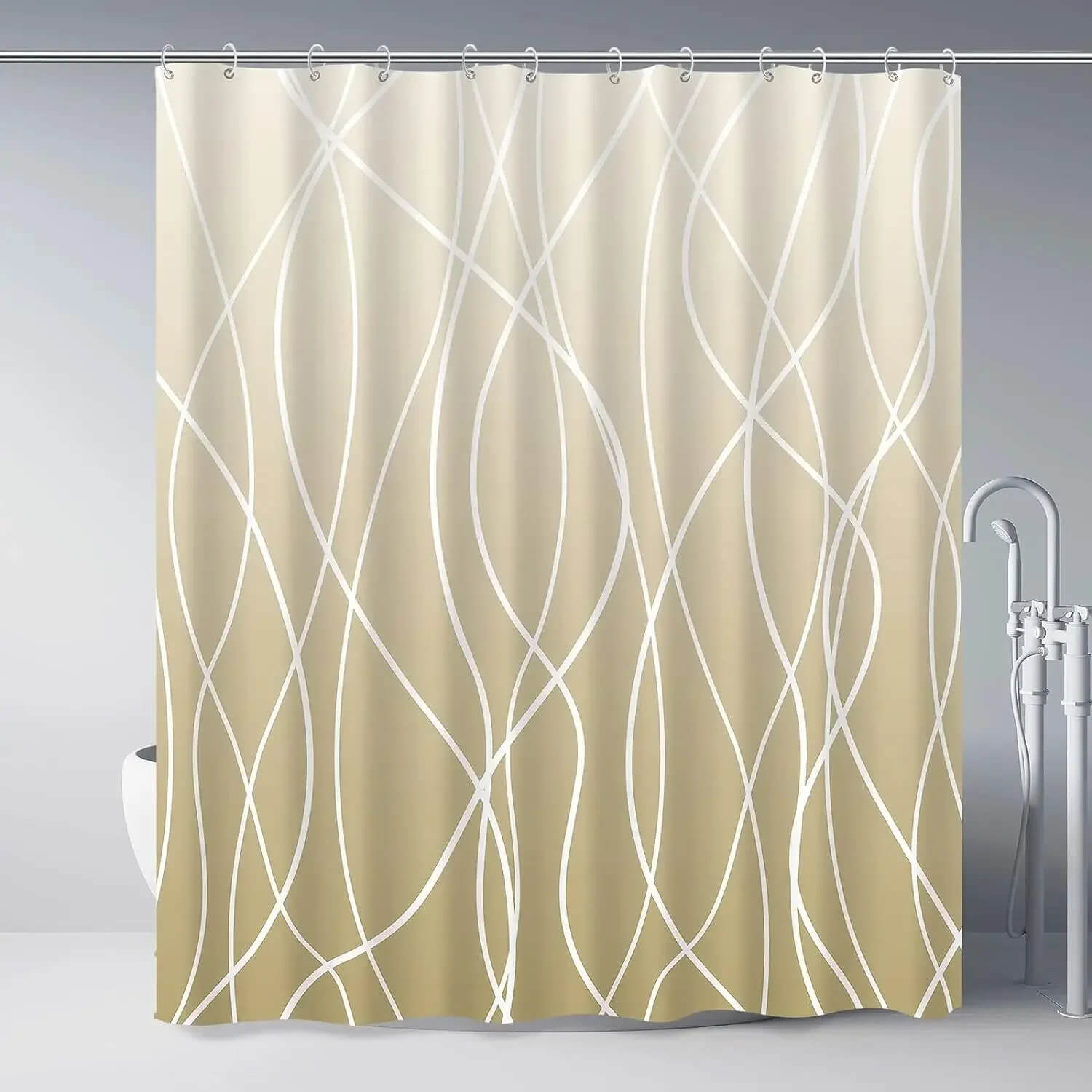 white gradient stripe bathroom shower curtain