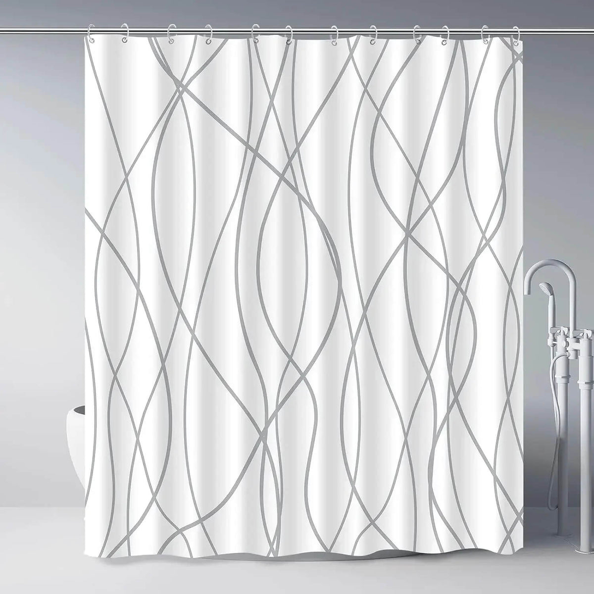 Gradient stripe shower curtain modern bathroom