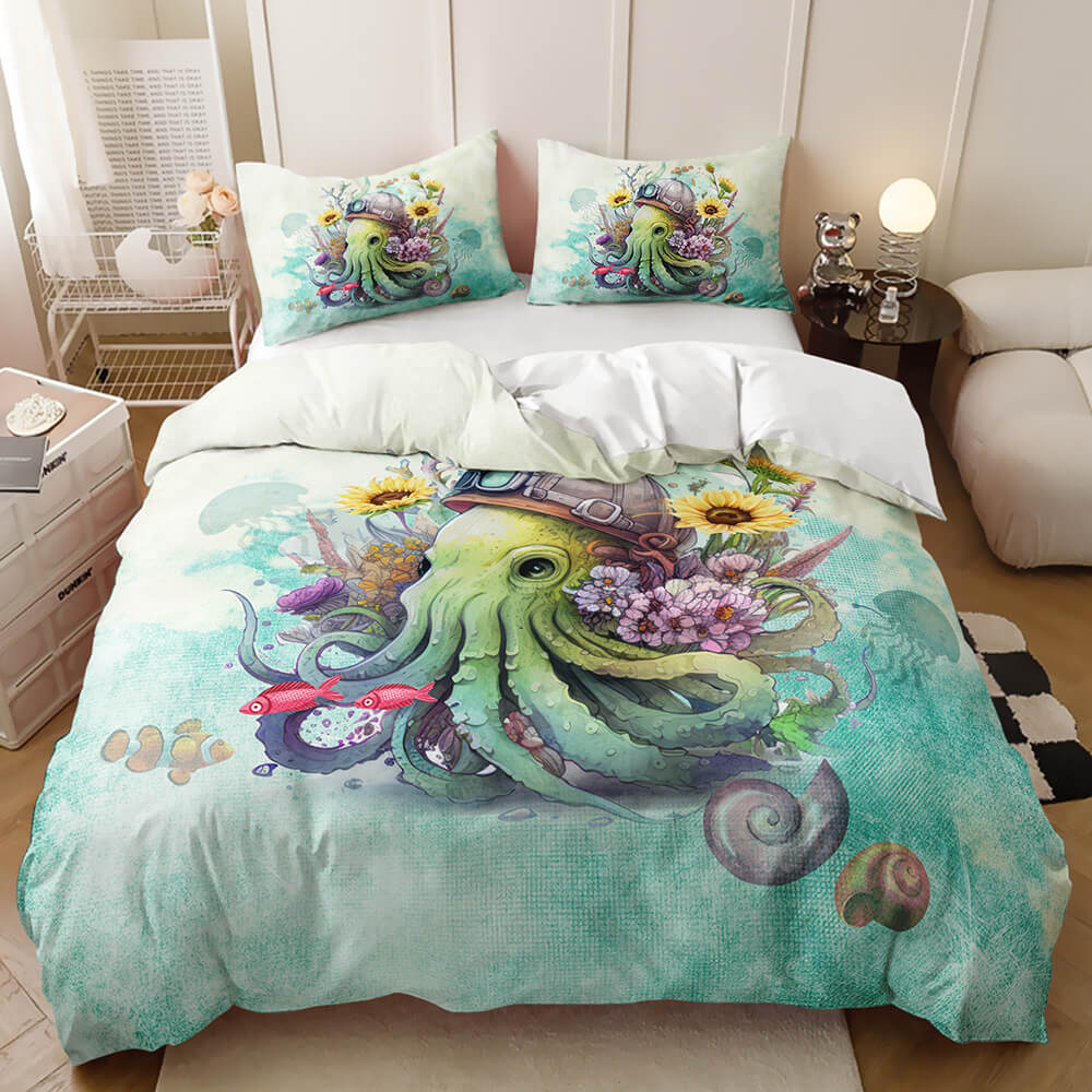 Marine life bedding featuring an octopus and ocean animals