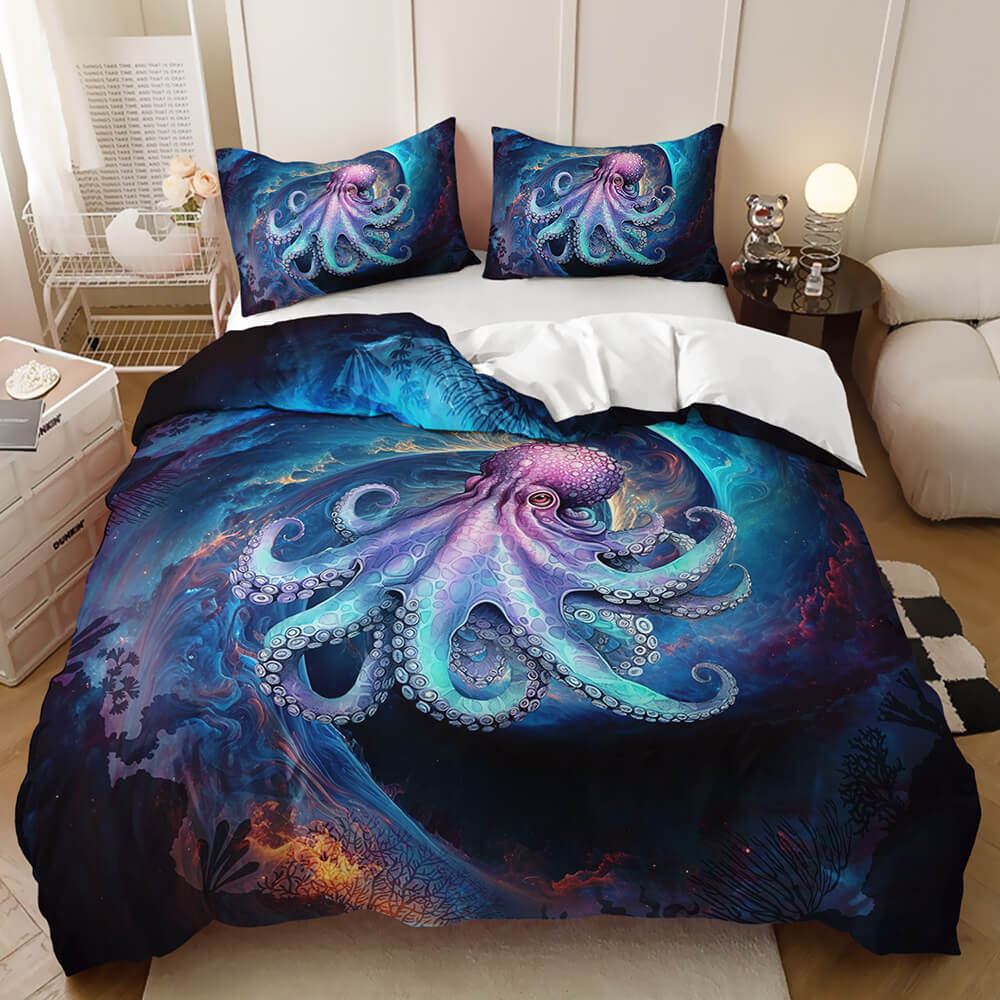 Octopus bedding set for ocean themed bedrooms