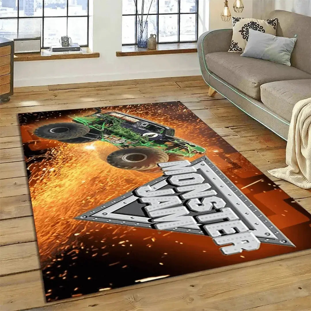 Monster Jam Truck Cartoon Kids Rug Zirconic