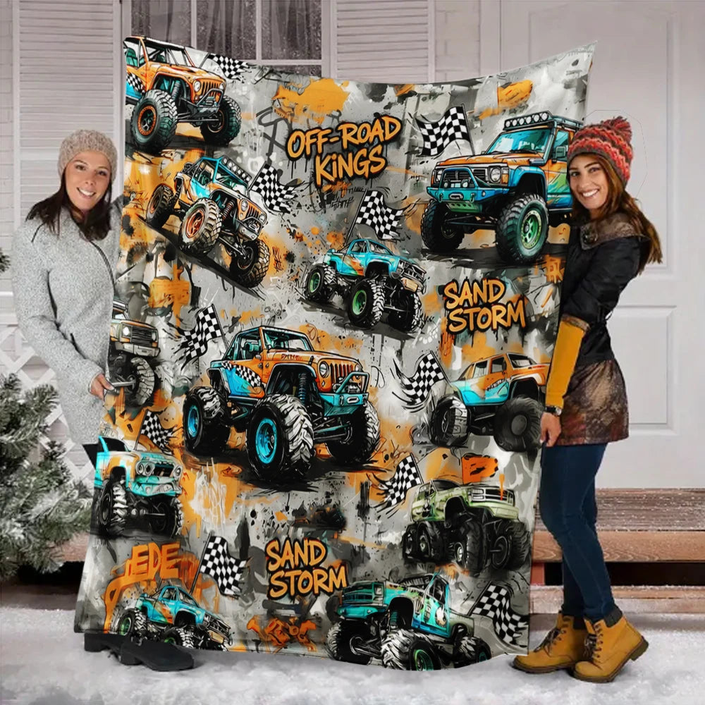 Monster Truck Flannel Throw Blanket Christmas Gift