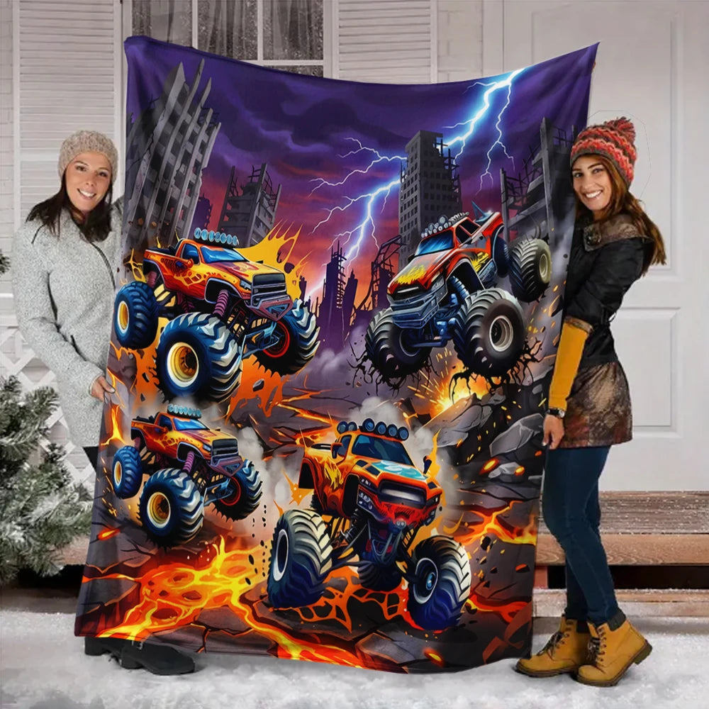 Monster Jam Themed Throw Blanket for Kids