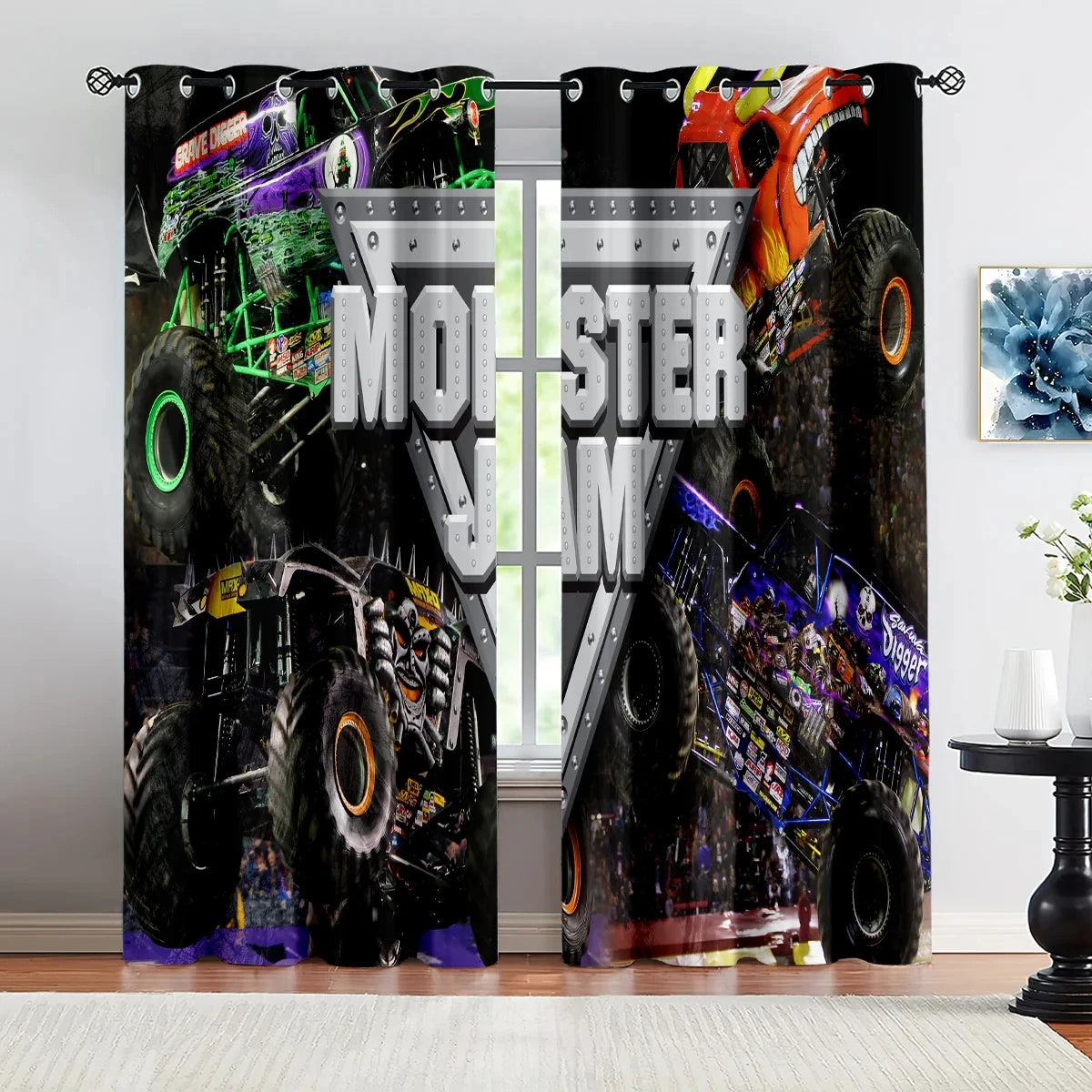 Monster Jam Monster Mutt Window Drapes – Fun Curtains for Kids Rooms