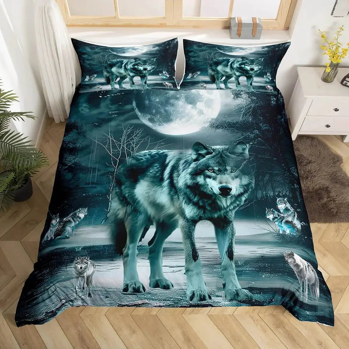 Moon Wolf Bedding Set