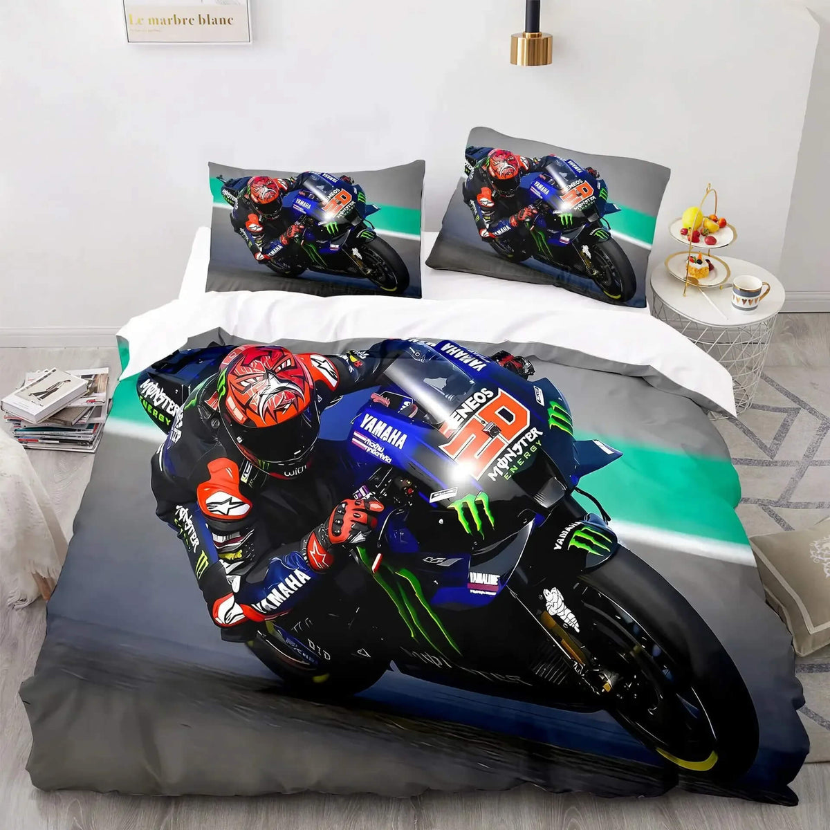 racing motorcycle bedding set for boys