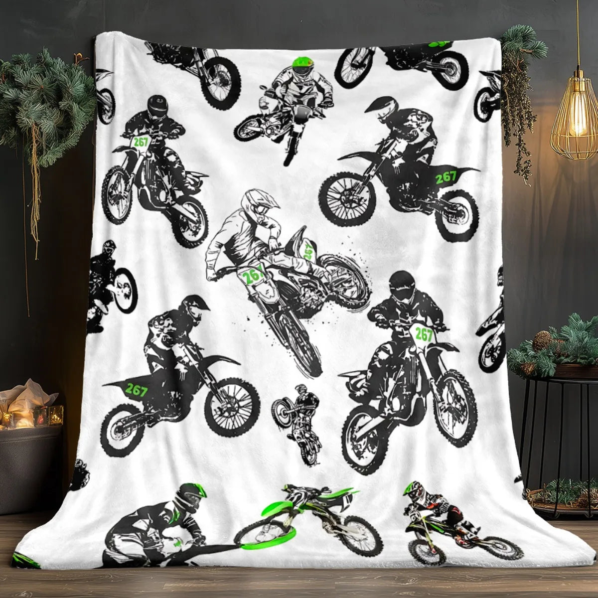 dirt bike throw blanket for MX racing fans