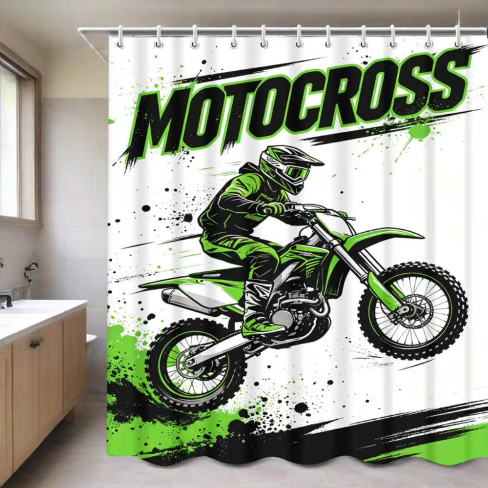 Dirt bike shower curtain for MX racing fans