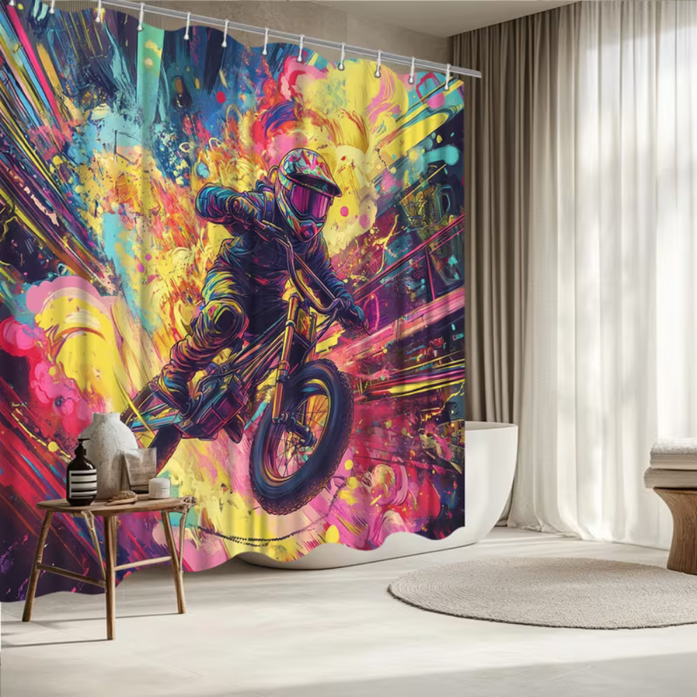 Dirt bike enthusiast shower curtain